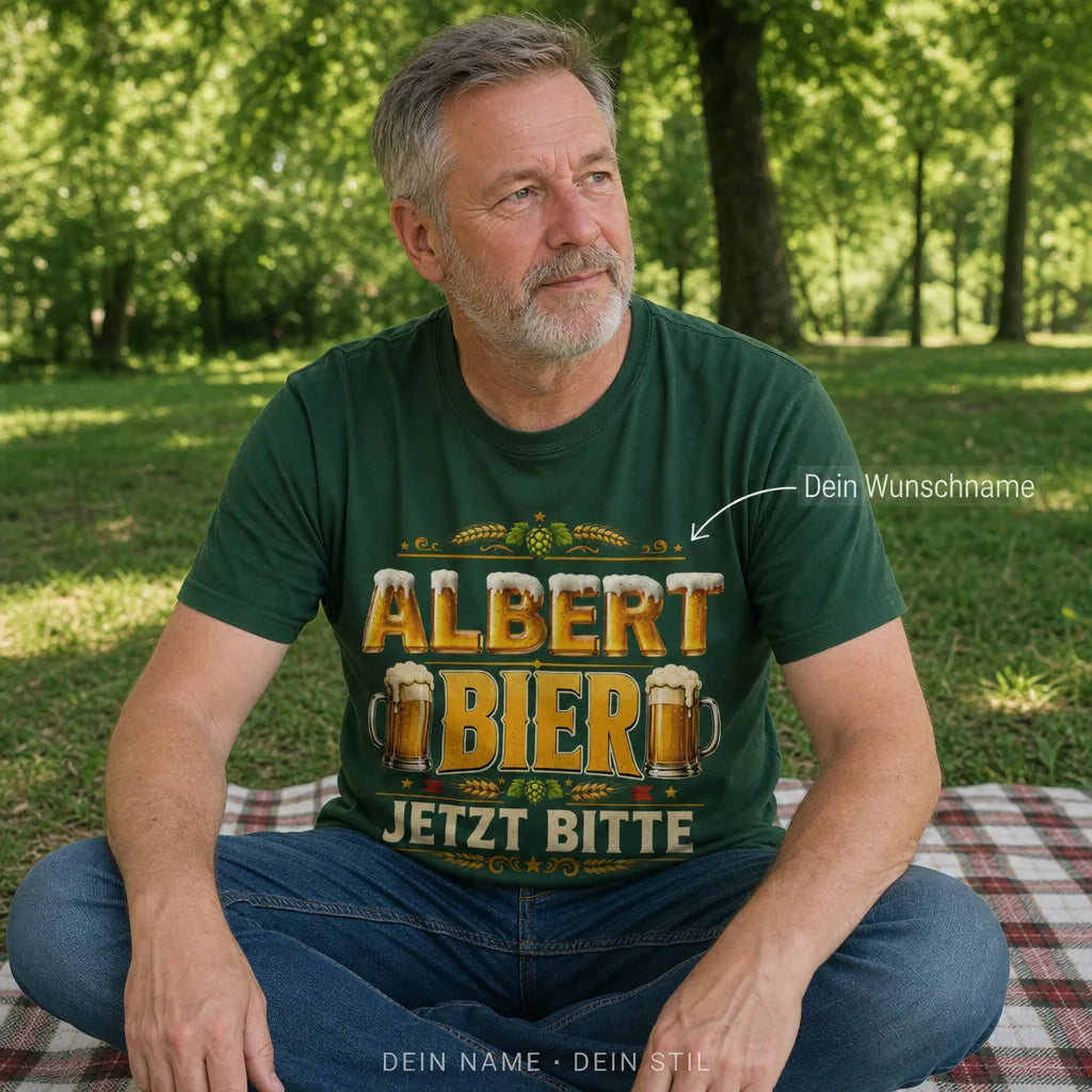 Personalisiertes Bier T-Shirt mit Namen - Bier bricht nie das Herz