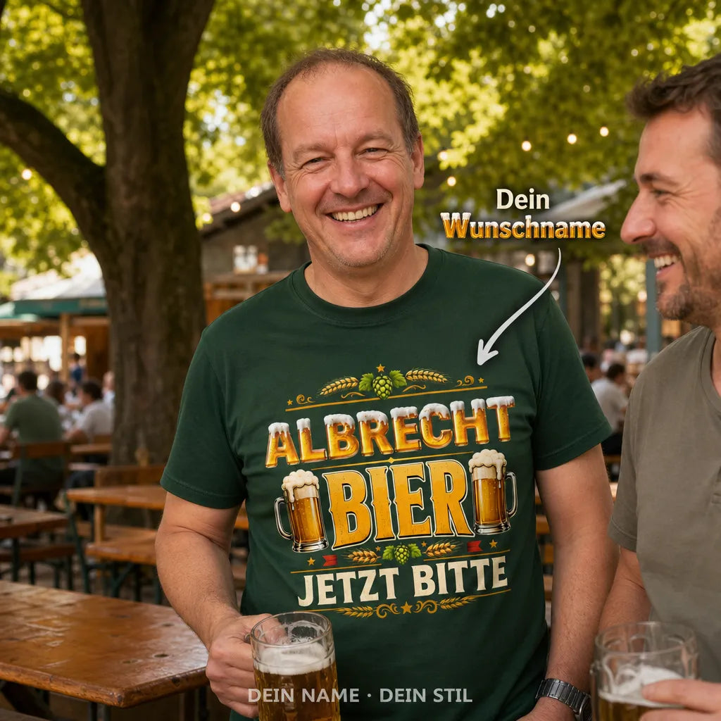 Personalisiertes Bier T-Shirt mit Namen - Bier macht mich glücklich