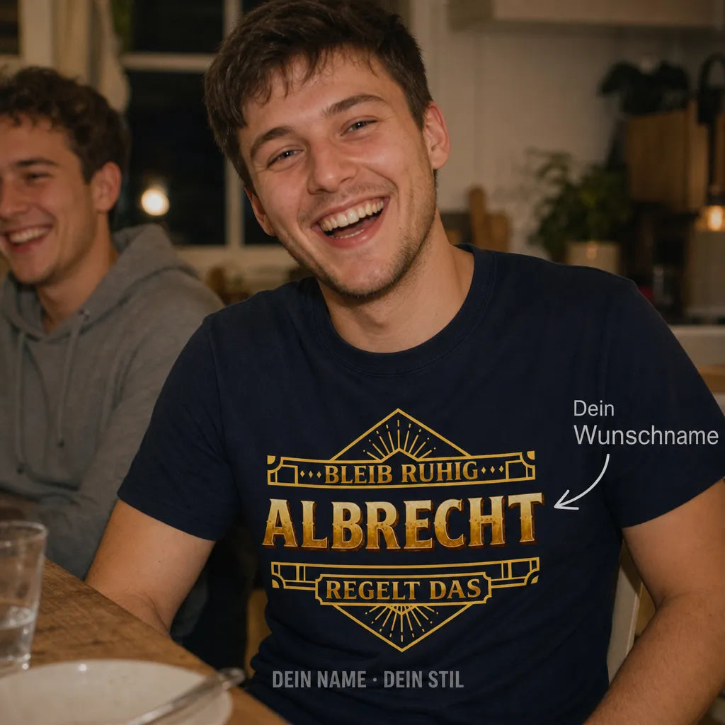 Personalisiertes Chefin T-Shirt mit Namen - Bleib ruhig, sie regelt das