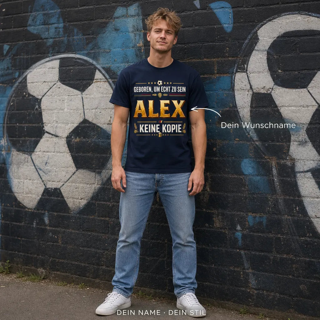 Personalisiertes Original T-Shirt mit Namen - Geboren, keine Kopie