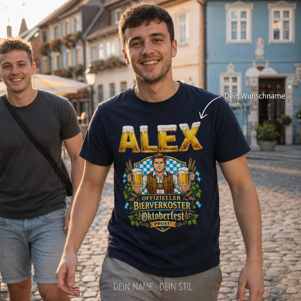 Personalisiertes Oktoberfest Bier T-Shirt mit Namen - Offizieller Bierverkoster Prost!