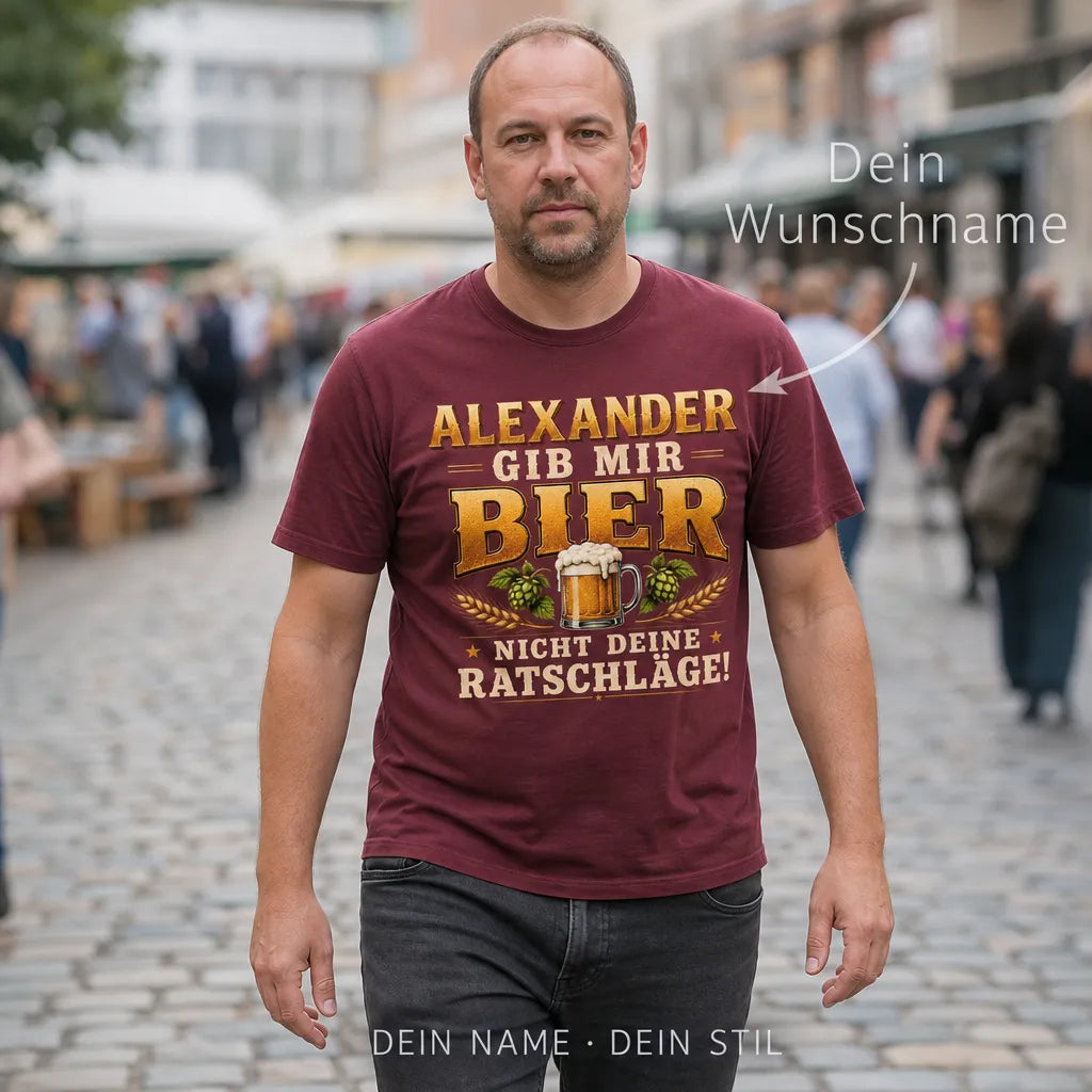Personalisiertes Bier T-Shirt mit Namen - Aktuelle Stimmung braucht Bier