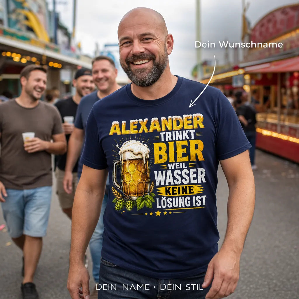 Personalisiertes Bier T-Shirt mit Namen - Ohne Bier keine Meinung
