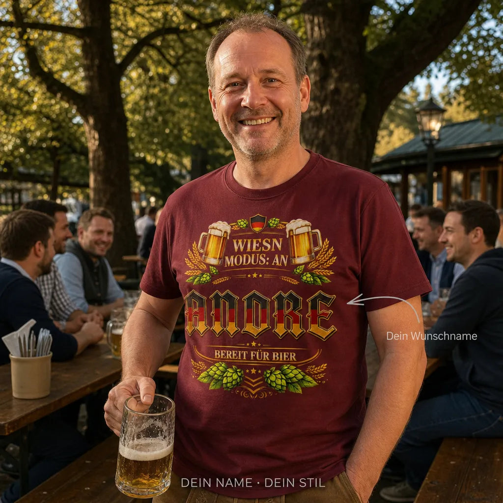 Personalisiertes Oktoberfest T-Shirt mit Namen - Nur du und gutes Bier