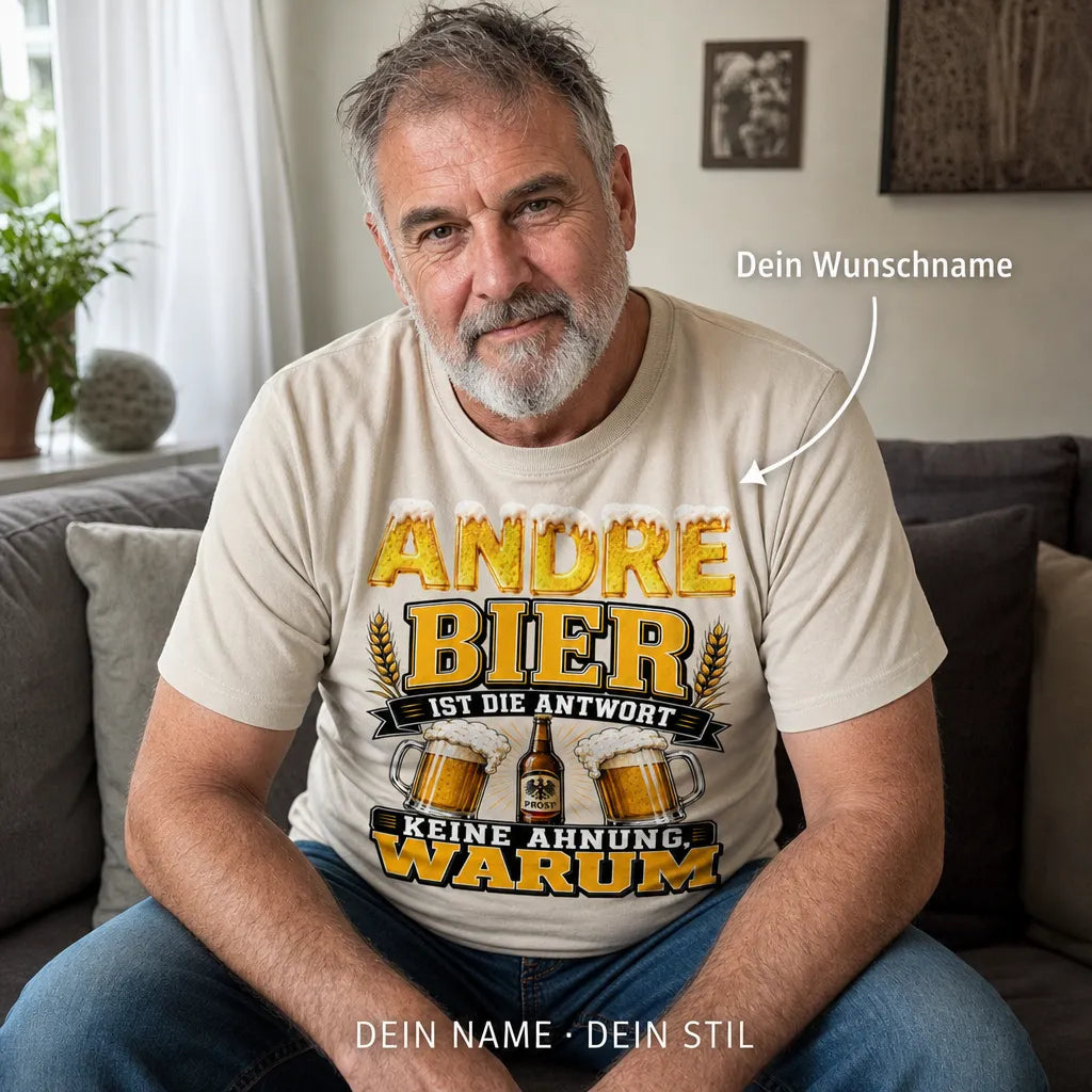 Personalisiertes Bier T-Shirt mit Namen - Keine Ahnung, warum!