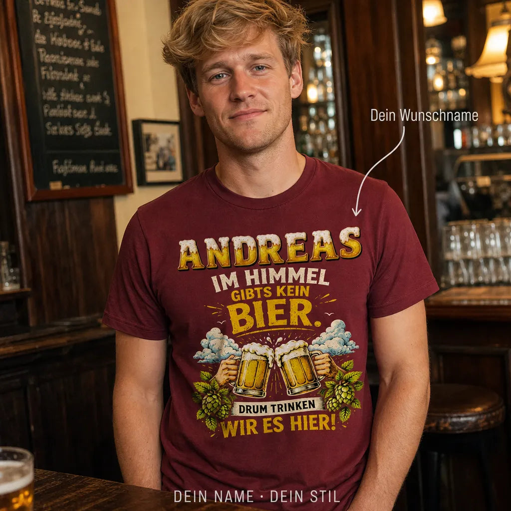 Personalisiertes Bier T-Shirt mit Namen - Ich glaub ich trink noch eins