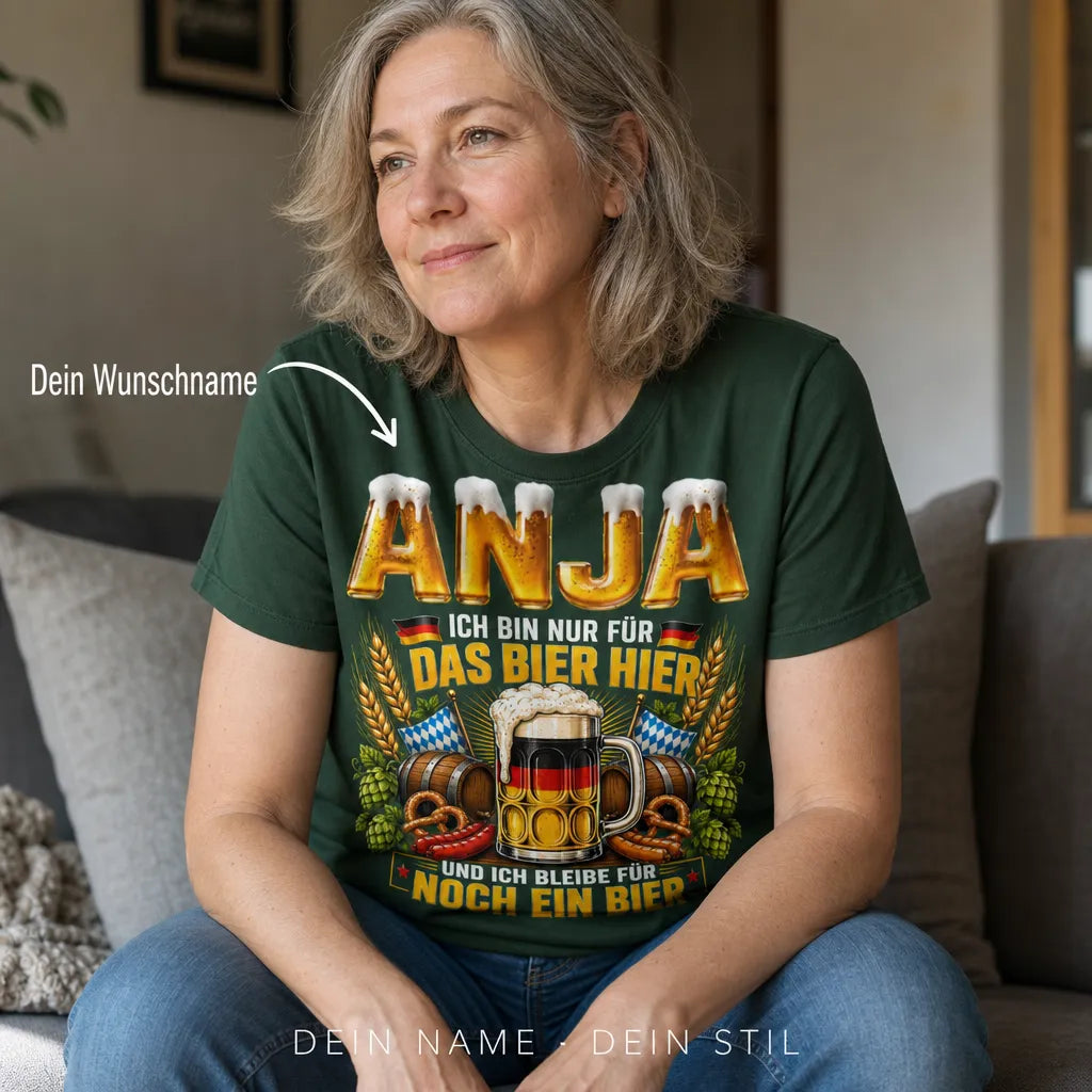 Personalisiertes Bier T-Shirt mit Namen - Nie genug davon haben