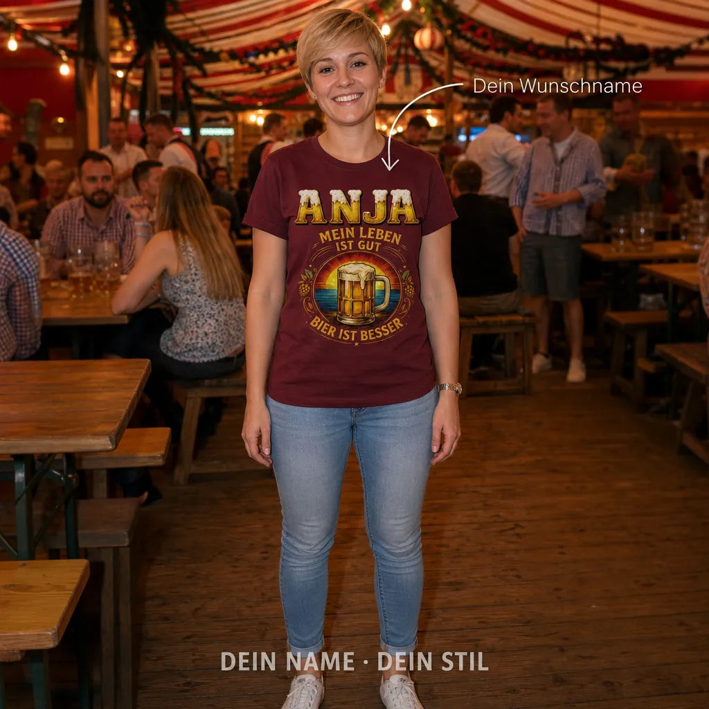 Personalisiertes Oktoberfest T-Shirt mit Namen - Trinken ist auch eine Lösung