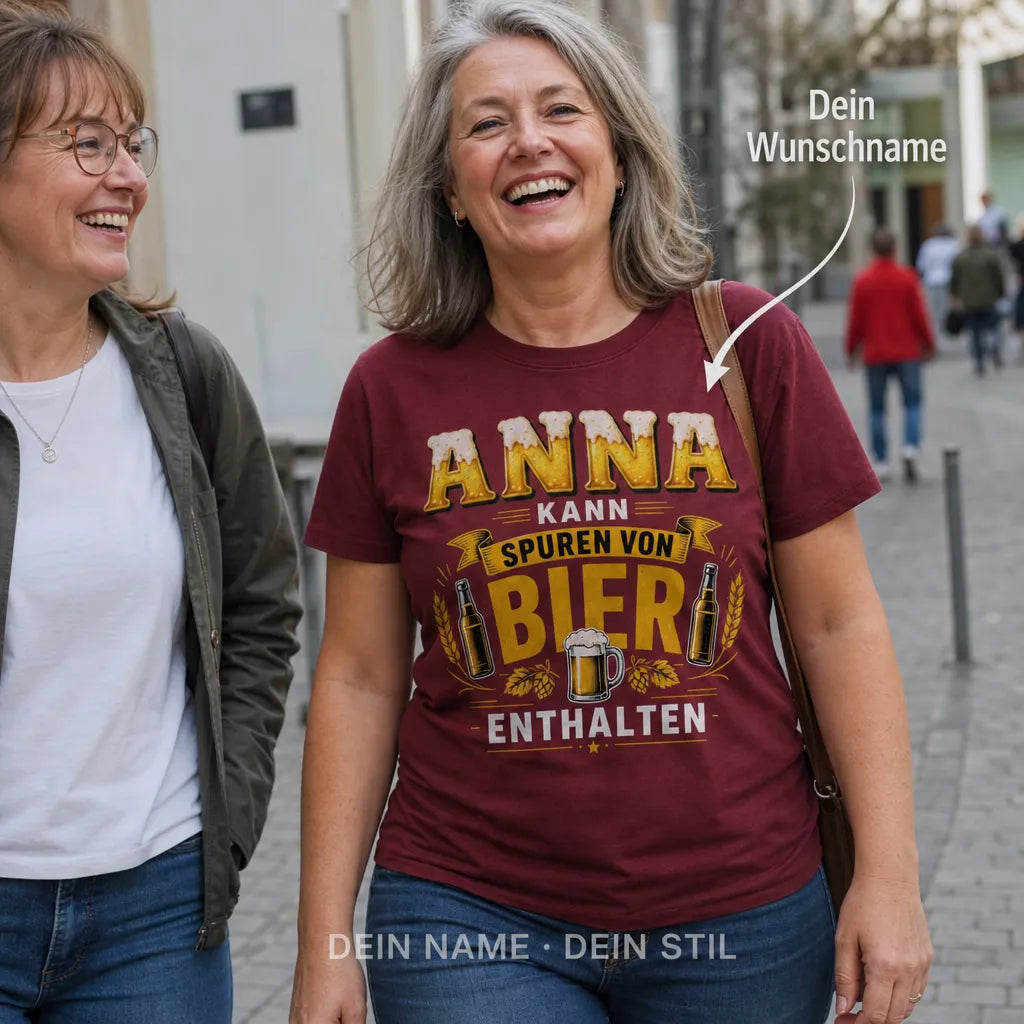 Personalisiertes Bier T-Shirt mit Namen - Bitte hier Bier abstellen!