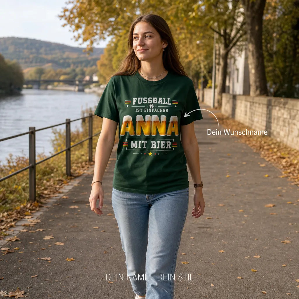 Personalisiertes Bier T-Shirt mit Namen - Ich brauche einfach nur Bier