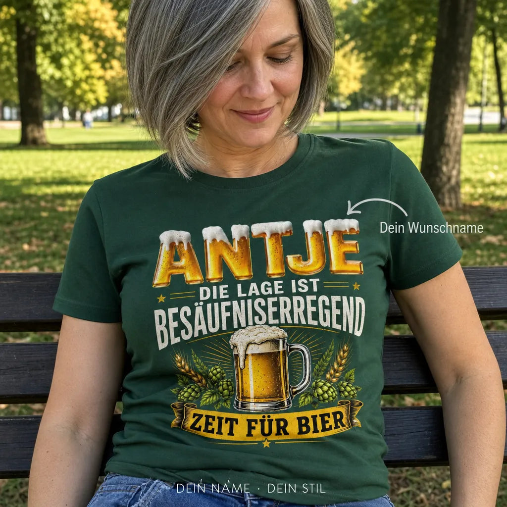 Personalisiertes Bier T-Shirt mit Namen - Alles wird gut mit Bier