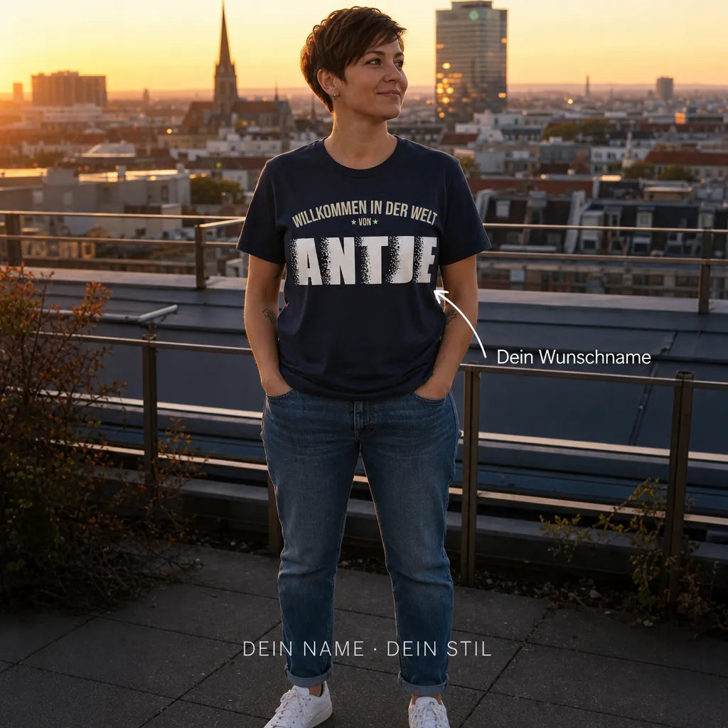 Personalisiertes Welt T-Shirt mit Namen - Willkommen in meiner Welt
