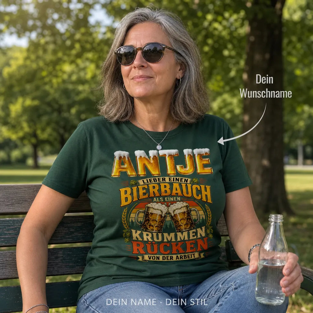 Personalisiertes Bier T-Shirt mit Namen - Nicht betrunken, nur happy