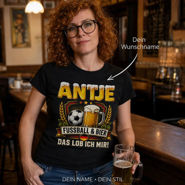 Personalisiertes Fußball Bier T-Shirt mit Namen - Das lob ich mir!