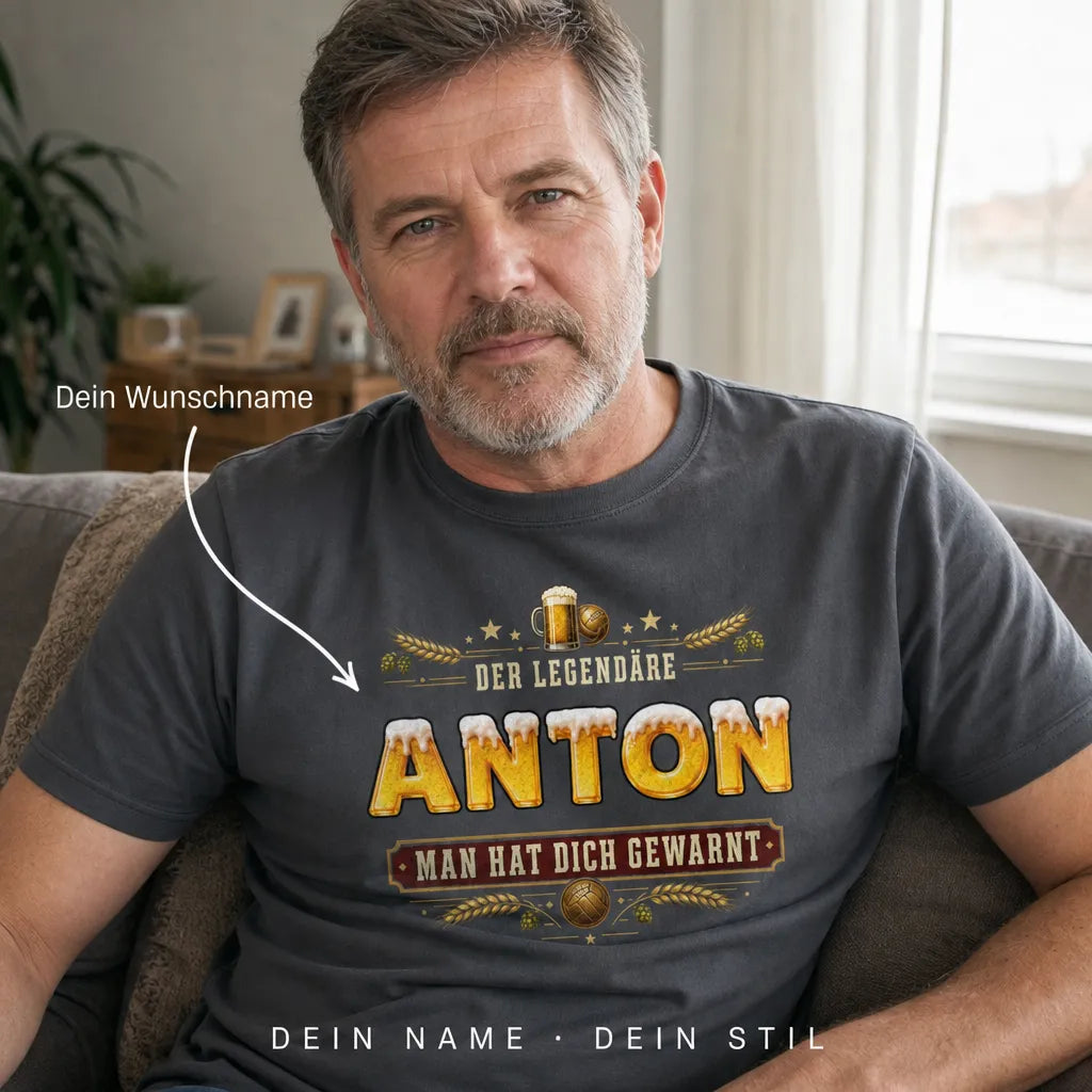 Personalisiertes Bier T-Shirt mit Namen - Ich brauche einfach nur Bier