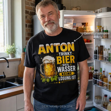 Personalisiertes Bier T-Shirt mit Namen - Ohne Bier keine Meinung