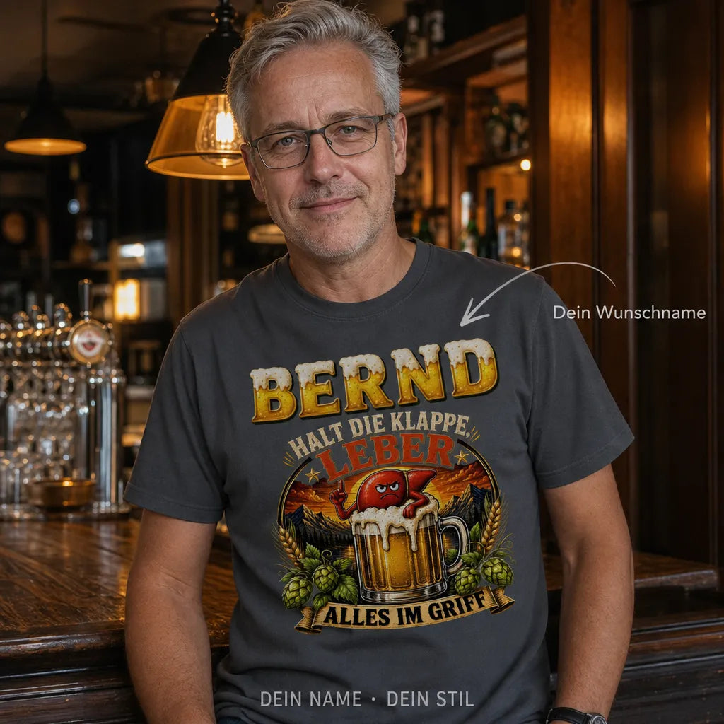 Personalisiertes Bier T-Shirt mit Namen - Nie genug davon haben