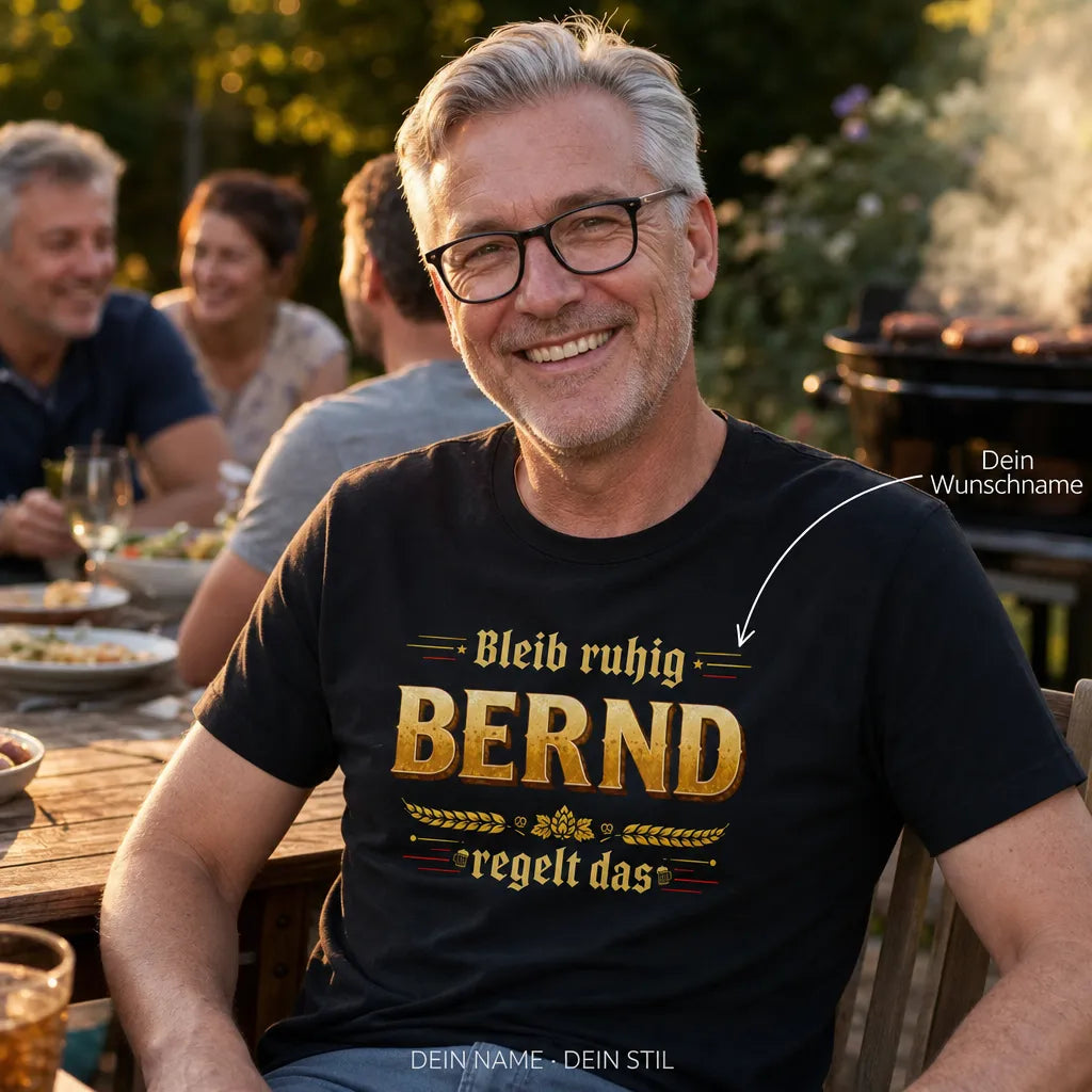 Personalisiertes Deutschland T-Shirt mit Namen - Bleib ruhig, ich regel das