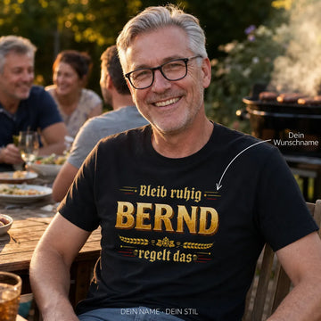 Personalisiertes Deutschland T-Shirt mit Namen - Bleib ruhig, ich regel das