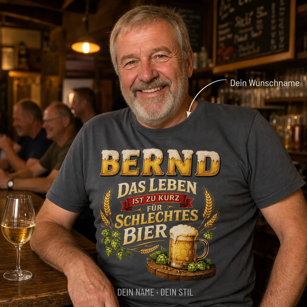 Personalisiertes Bier Wein T-Shirt mit Namen - Da sag ich nie Nein