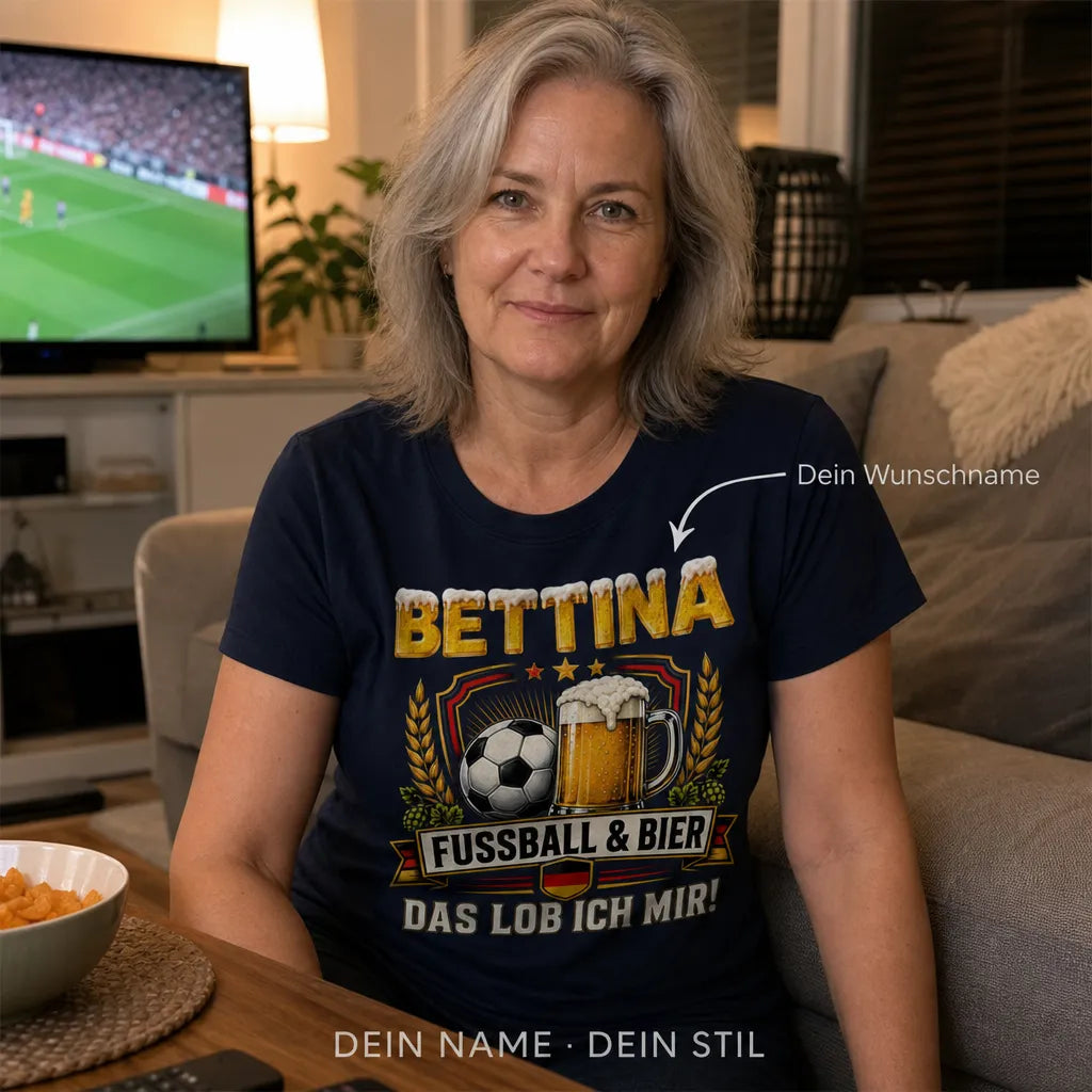 Personalisiertes Fußball Bier T-Shirt mit Namen - Das lob ich mir!