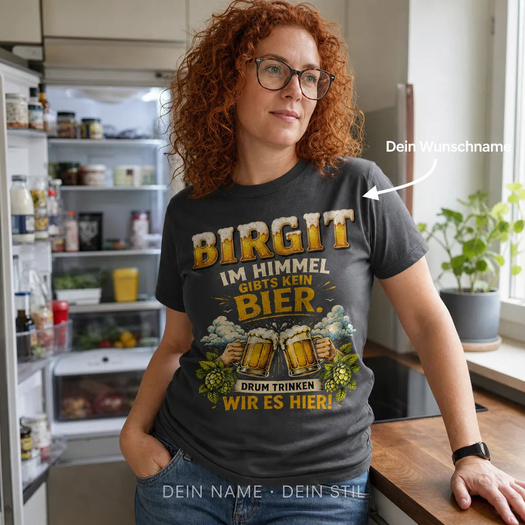 Personalisiertes Bier T-Shirt mit Namen - Ich glaub ich trink noch eins
