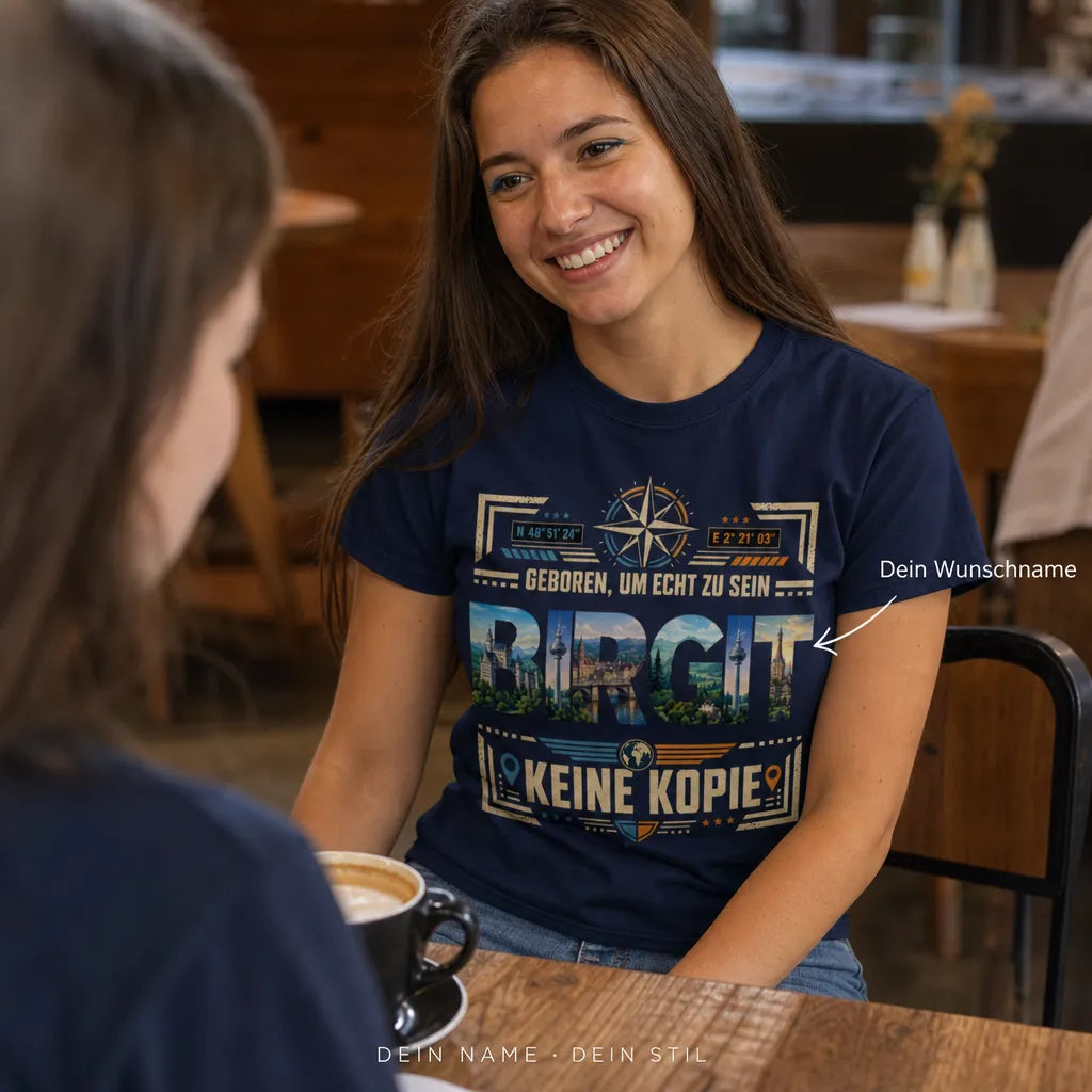 Personalisiertes Abenteurer T-Shirt mit Namen - Geboren, um echt zu sein