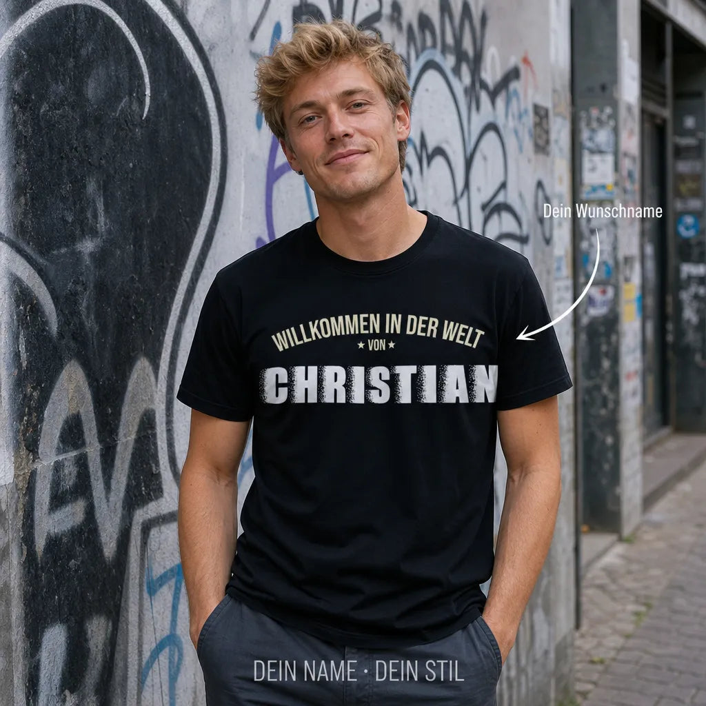 Personalisiertes Welt T-Shirt mit Namen - Willkommen in meiner Welt