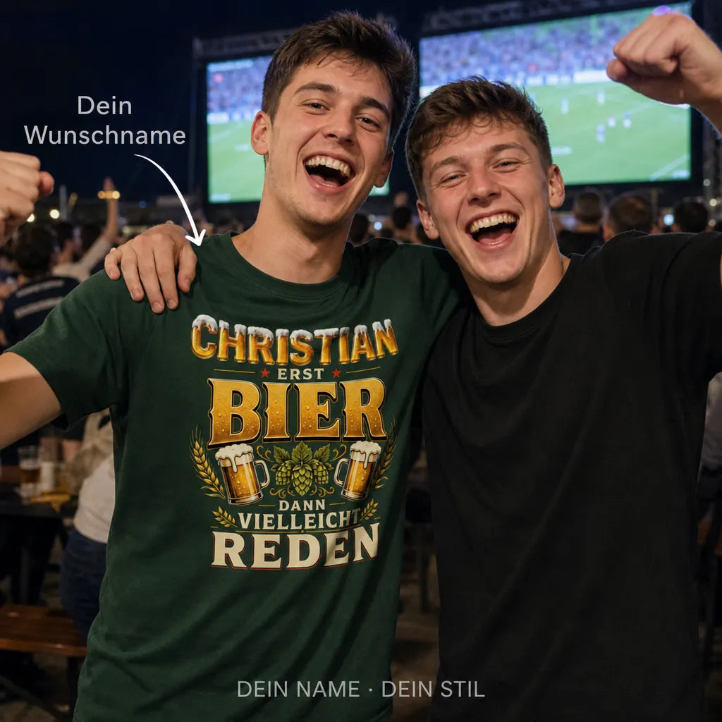 Personalisiertes Fußball Bier T-Shirt mit Namen - Das lob ich mir!