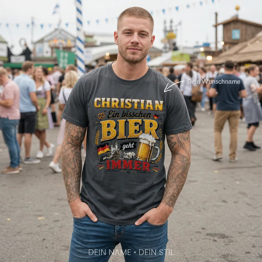 Personalisiertes Bier T-Shirt mit Namen - Sagt niemals Nee zum Bier