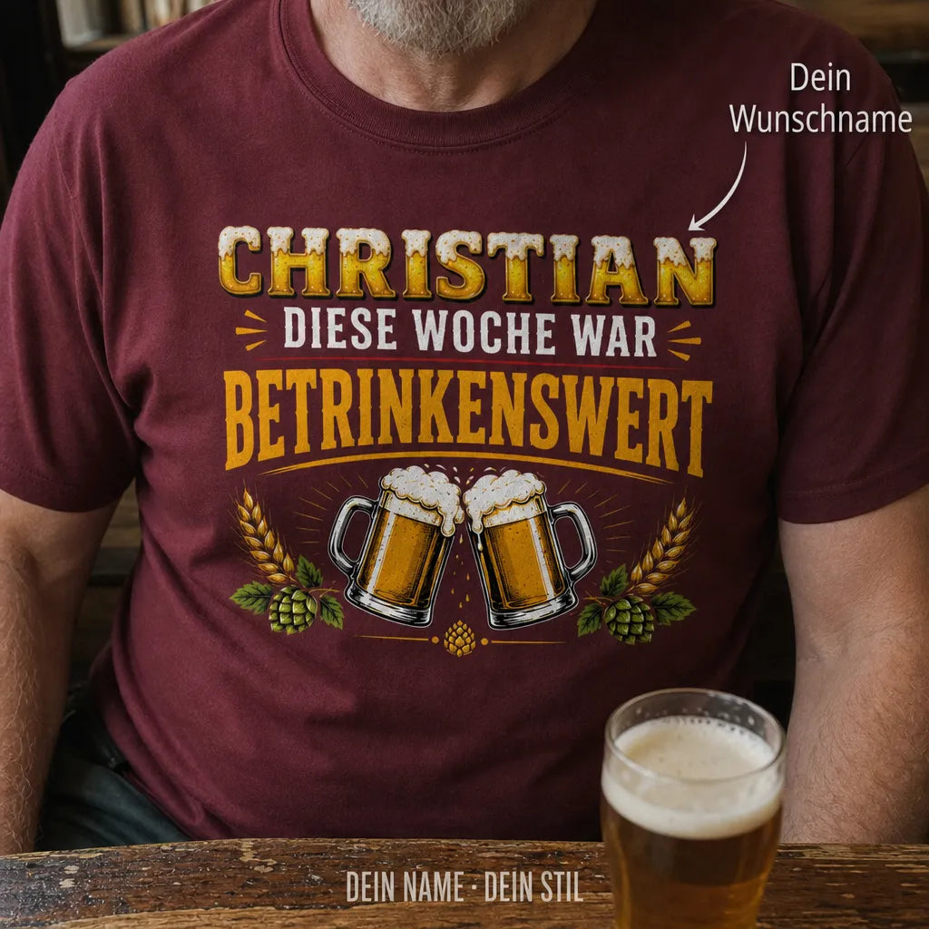 Personalisiertes Bier T-Shirt mit Namen - Bier ist meine Therapie