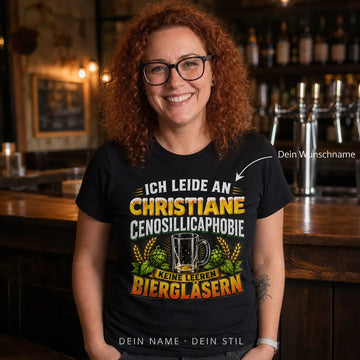 Personalisiertes Bier T-Shirt mit Namen - Keine leeren Biergläser mehr