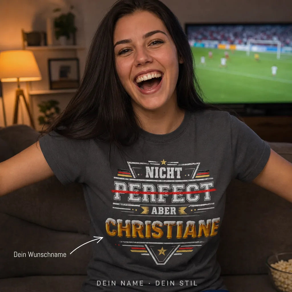 Personalisiertes Bier FuÃŸball T-Shirt mit Namen - Nicht perfekt, aber deutsch