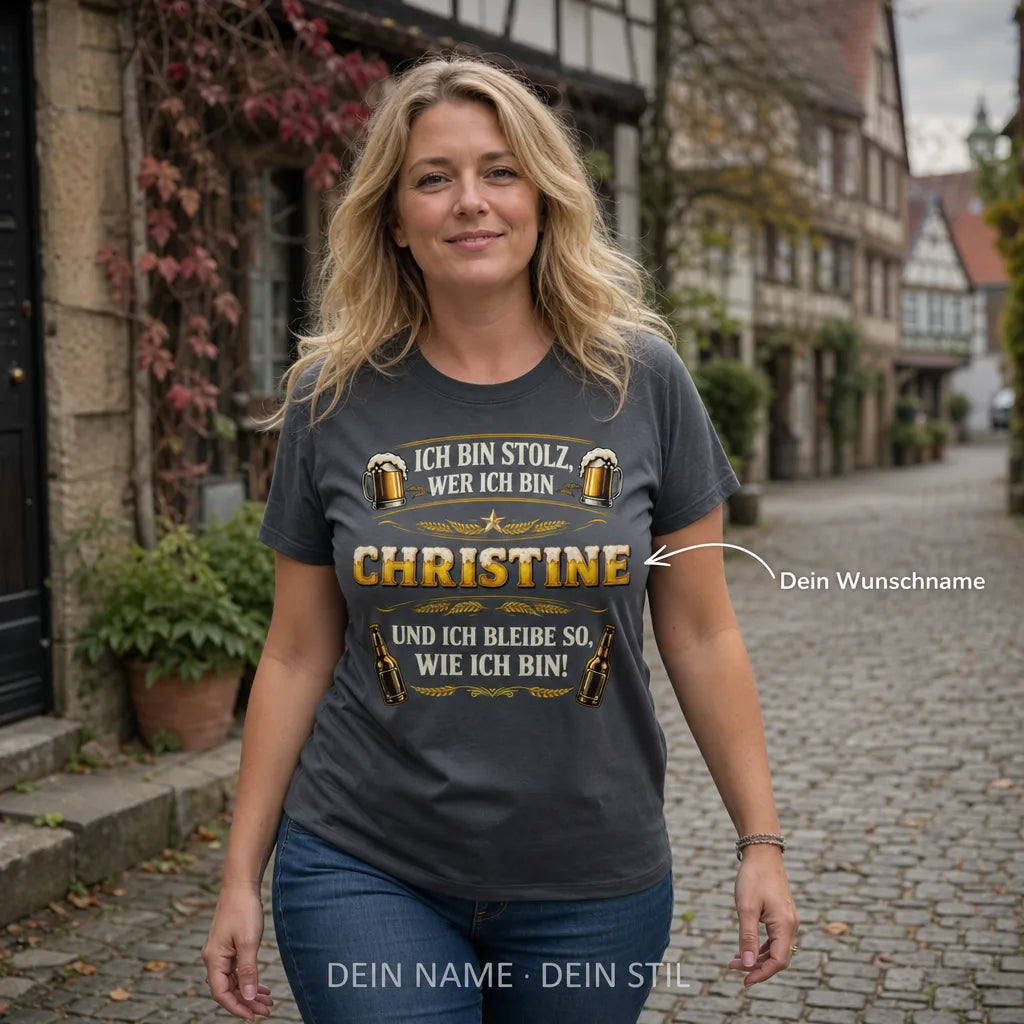 Personalisiertes Deutschland Bier T-Shirt mit Namen - Nicht stur, einfach Deutsch!