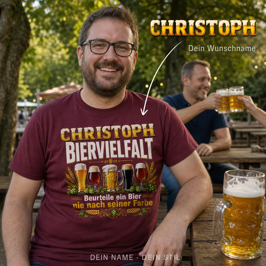 Personalisiertes Bier T-Shirt mit Namen - Die Lage ist besäufniserregend