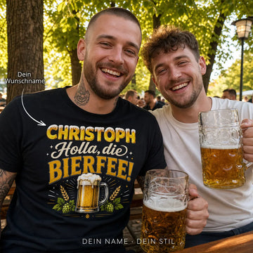 Personalisiertes Bier T-Shirt mit Namen - Holla, die Bierfee!
