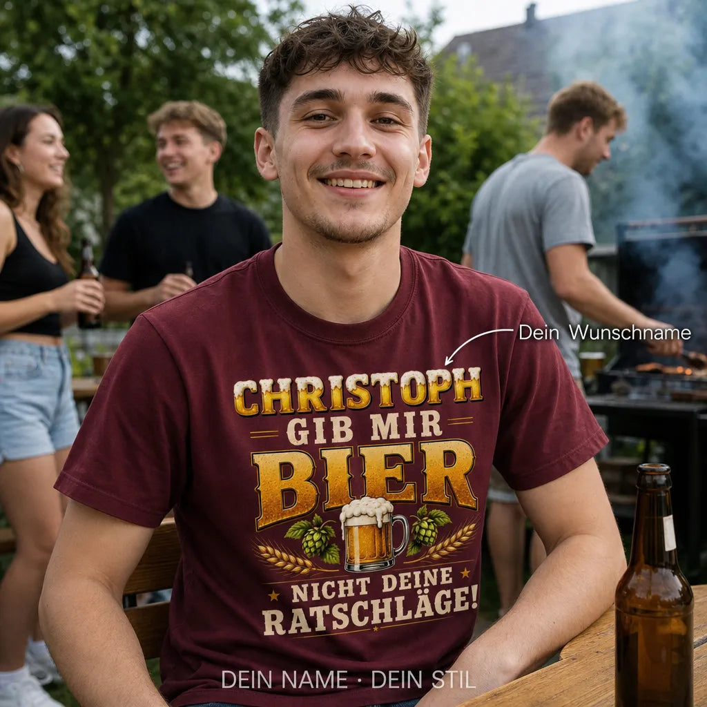 Personalisiertes Bier Freunde T-Shirt mit Namen - Beste Freunde für immer