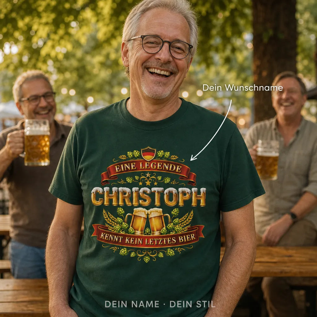 Personalisiertes Bier T-Shirt mit Namen - Durst schlimmer als Heimweh