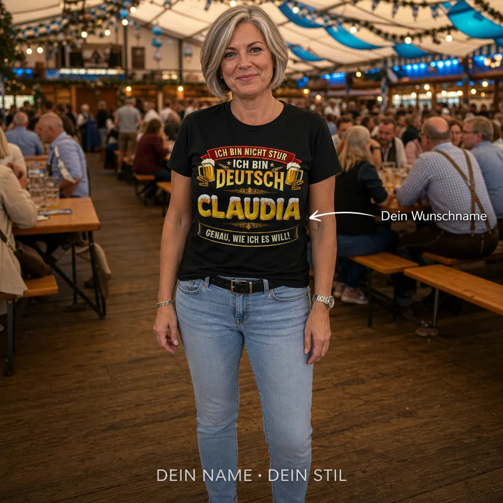 Personalisiertes Deutschland Bier T-Shirt mit Namen - Nicht stur, einfach Deutsch!