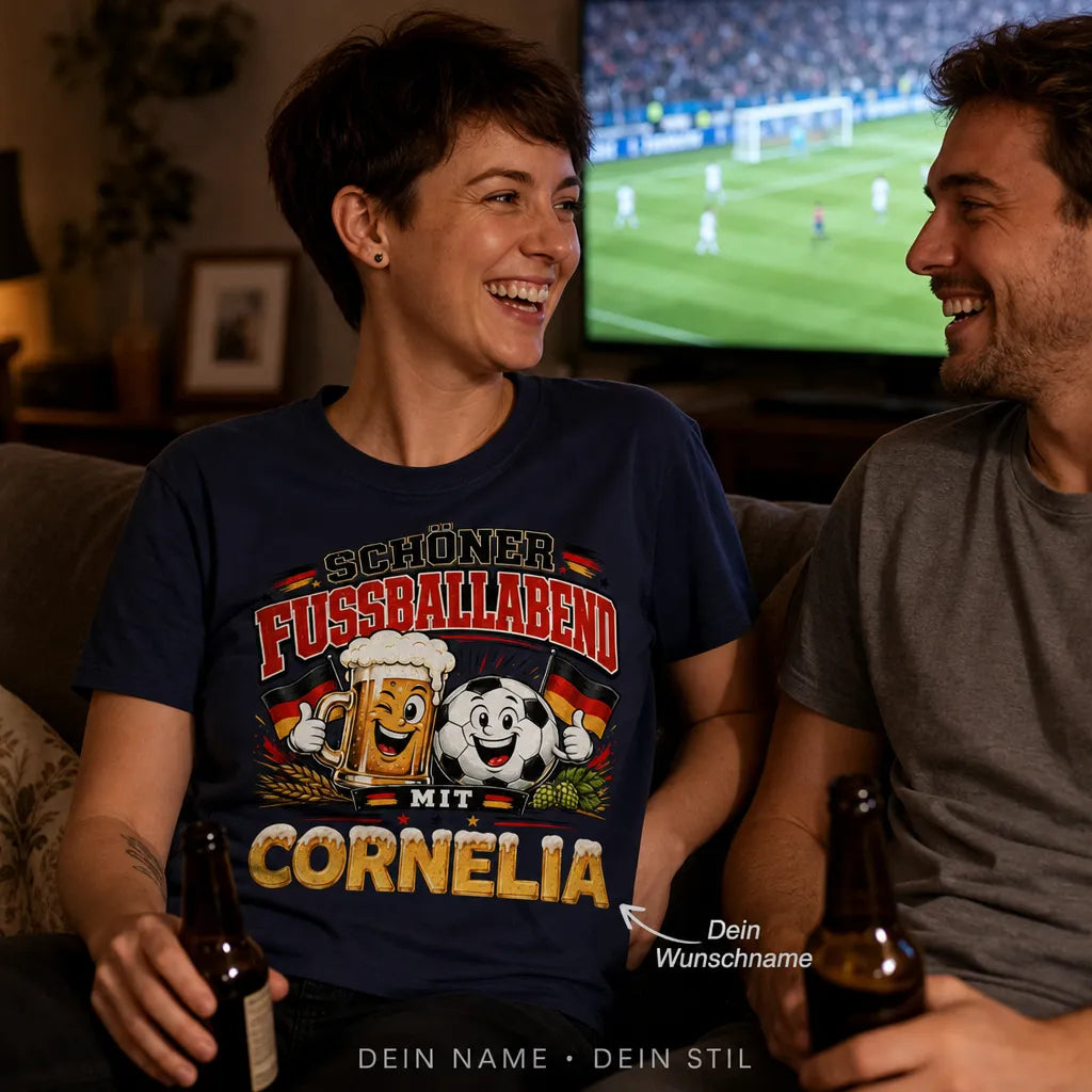 Personalisiertes Fußball Bier T-Shirt mit Namen - Schöner Abend mit Freunden