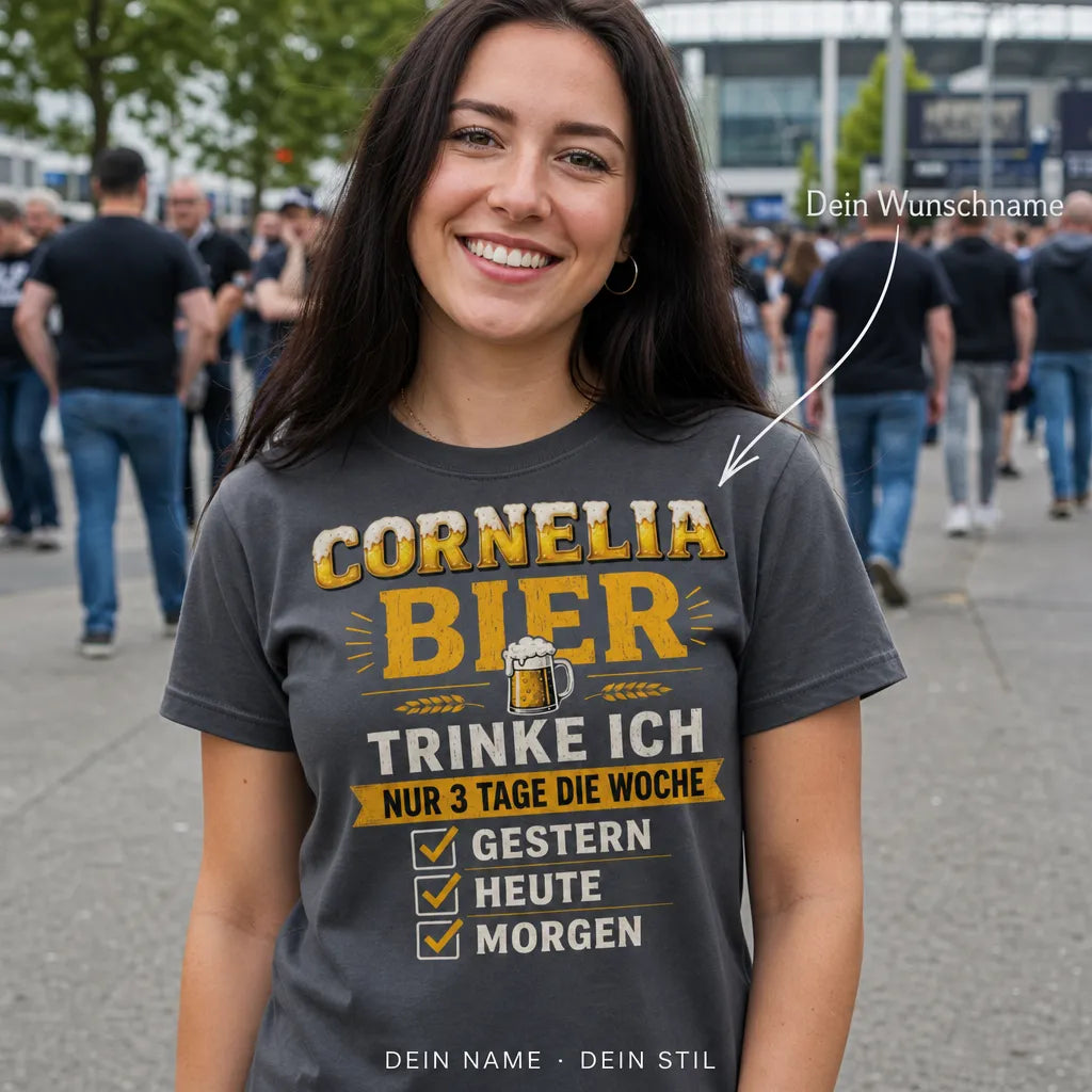 Personalisiertes Fußball Bier T-Shirt mit Namen - Mehr brauch ich nicht