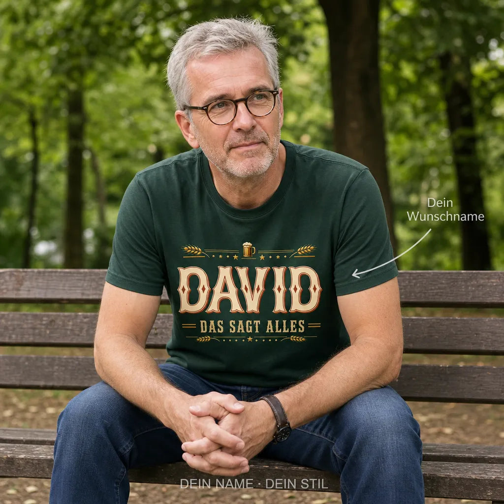 Personalisiertes Bier T-Shirt mit Namen - Ich weiß, wer ich bin