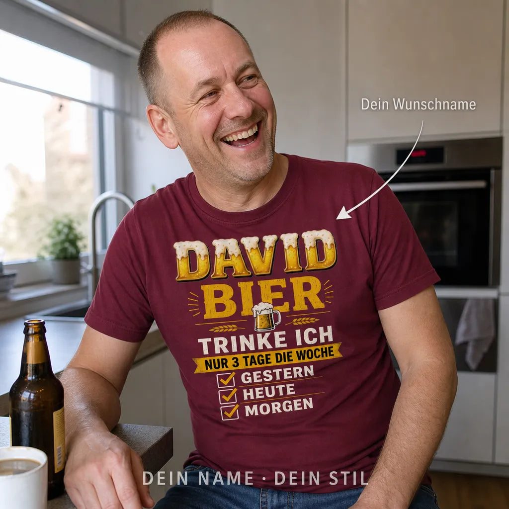 Personalisiertes Bier T-Shirt mit Namen - Erst Bier dann Reden