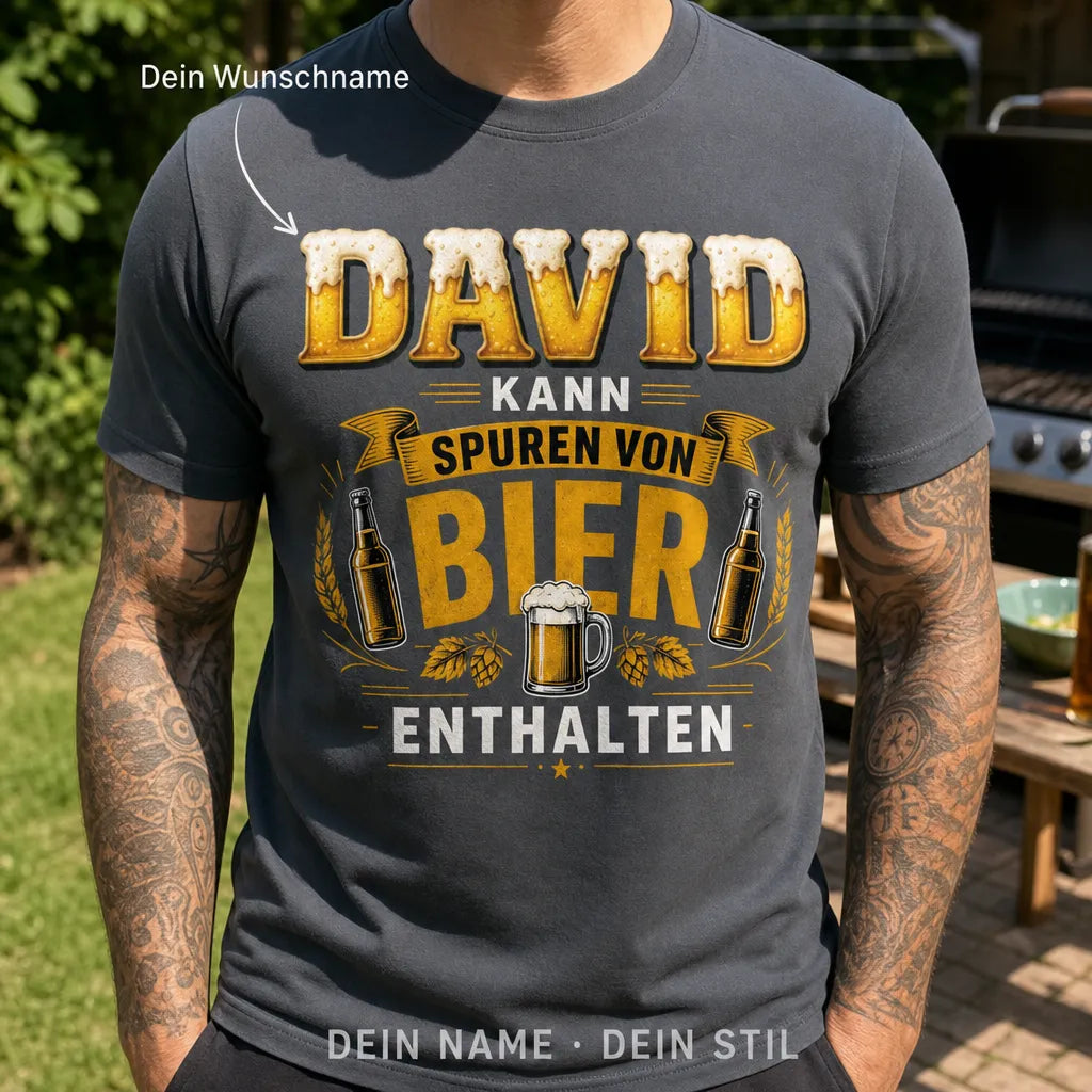 Personalisiertes Bier T-Shirt mit Namen - Bitte hier Bier abstellen!