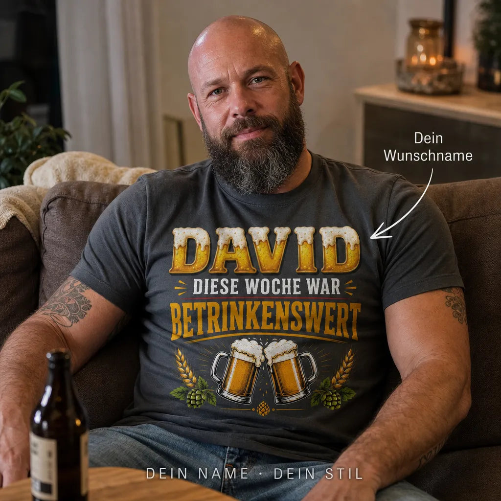 Personalisiertes Bier T-Shirt mit Namen - Bier ist meine Therapie
