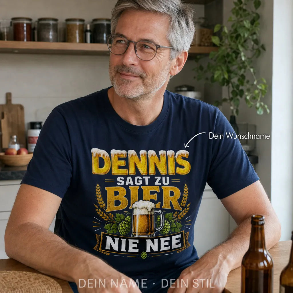 Personalisiertes Bier T-Shirt mit Namen - Sagt niemals Nee zum Bier