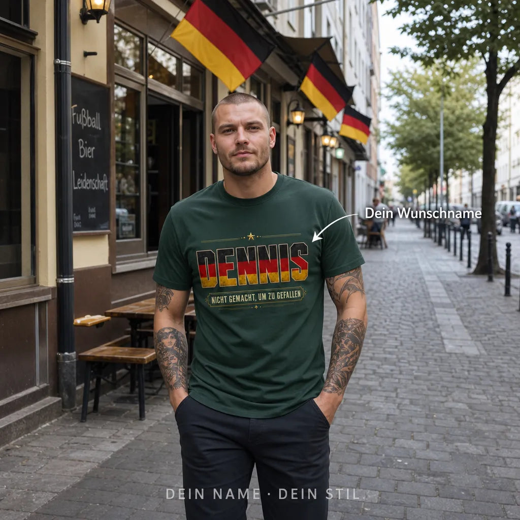 Personalisiertes Deutschland Fußball T-Shirt mit Namen - Bleib ruhig, sie regelt das