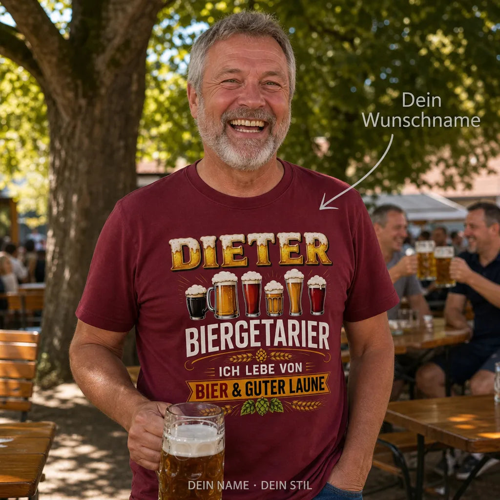 Personalisiertes Bier T-Shirt mit Namen - Status offline, Bier online