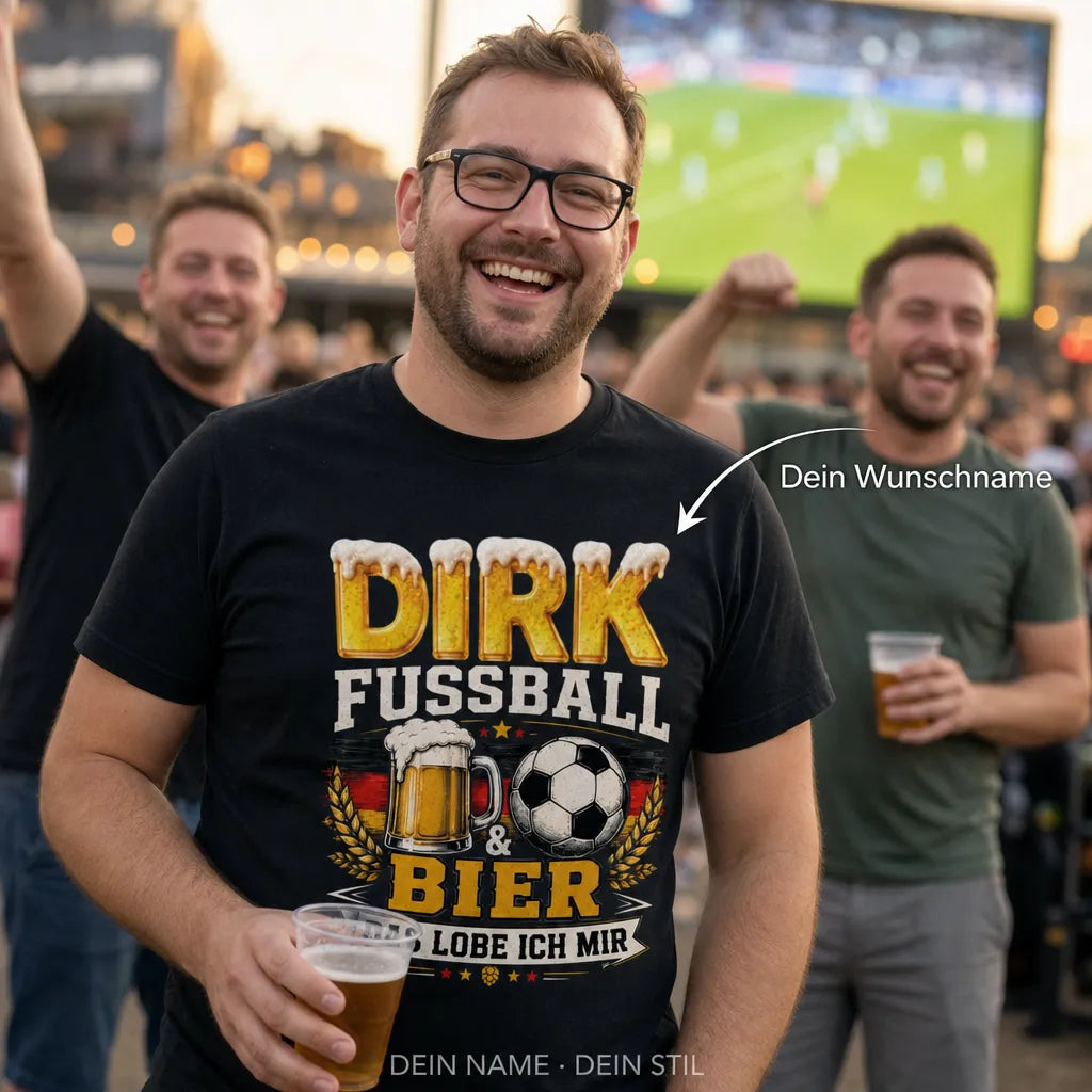 Personalisiertes Fußball Bier T-Shirt mit Namen - Das lobe ich mir