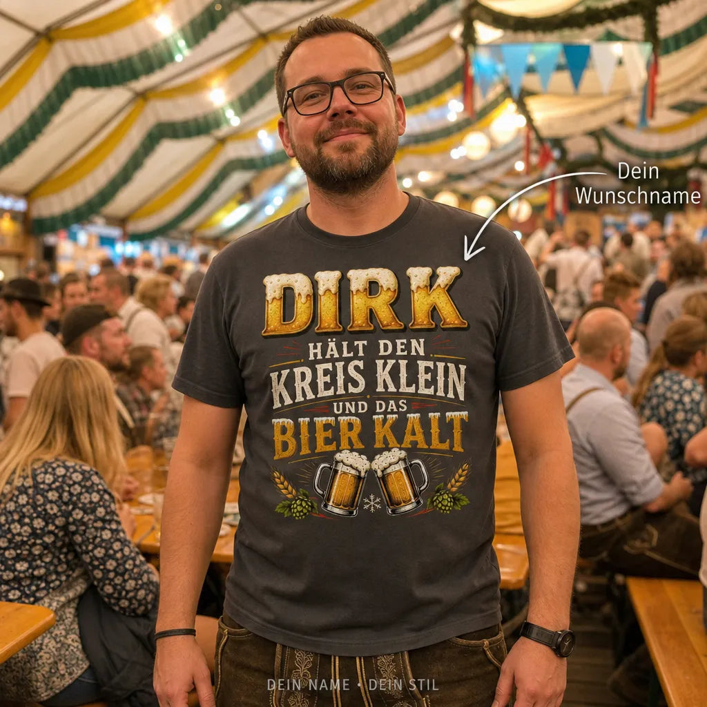 Personalisiertes Bier T-Shirt mit Namen - Dein Name, dein Bier